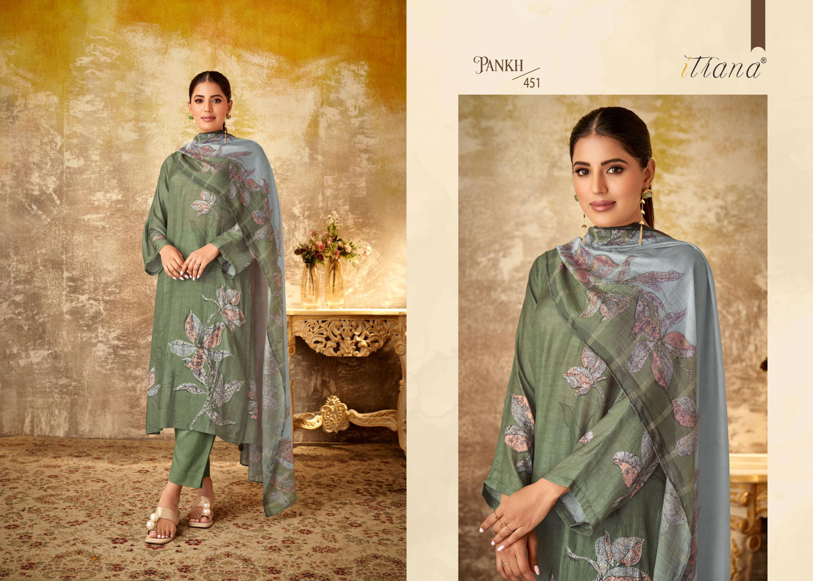 Pankh By Itrana Muslin Silk Digital Printed Dress Material Wholesale Shop In Surat
